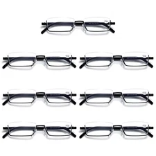 7PK Half Rim Metal Frame Small Mens Reading Glasses Blue Light Blocking Readers