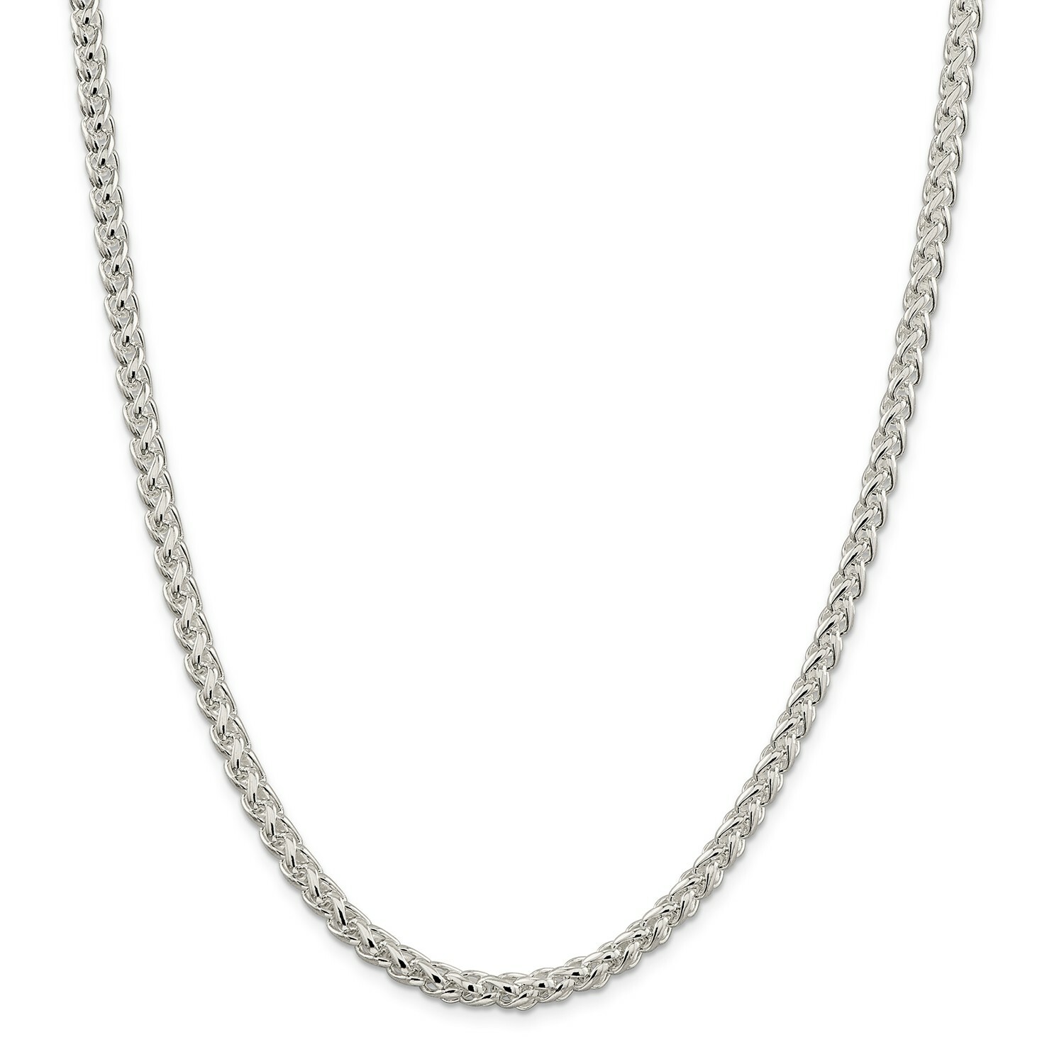 Sterling Silver Solid 5mm Round Spiga Pendant Chain w/ Lobster Clasp 18" - 30"