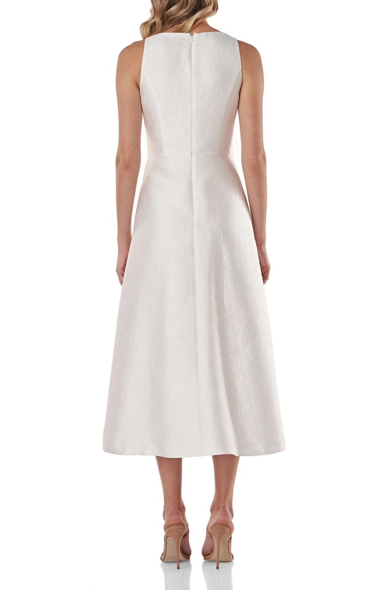 NEW KAY UNGER Maxime Pleat Flare Cocktail DRESS SIZE 2 288 WHITE