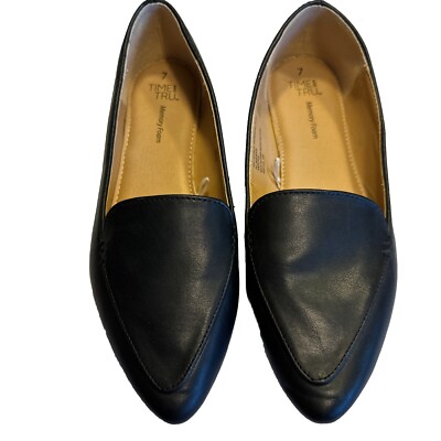 Time and Tru Memory Foam Pointed Toe  Flats Size 7 Black Suede(NEW)