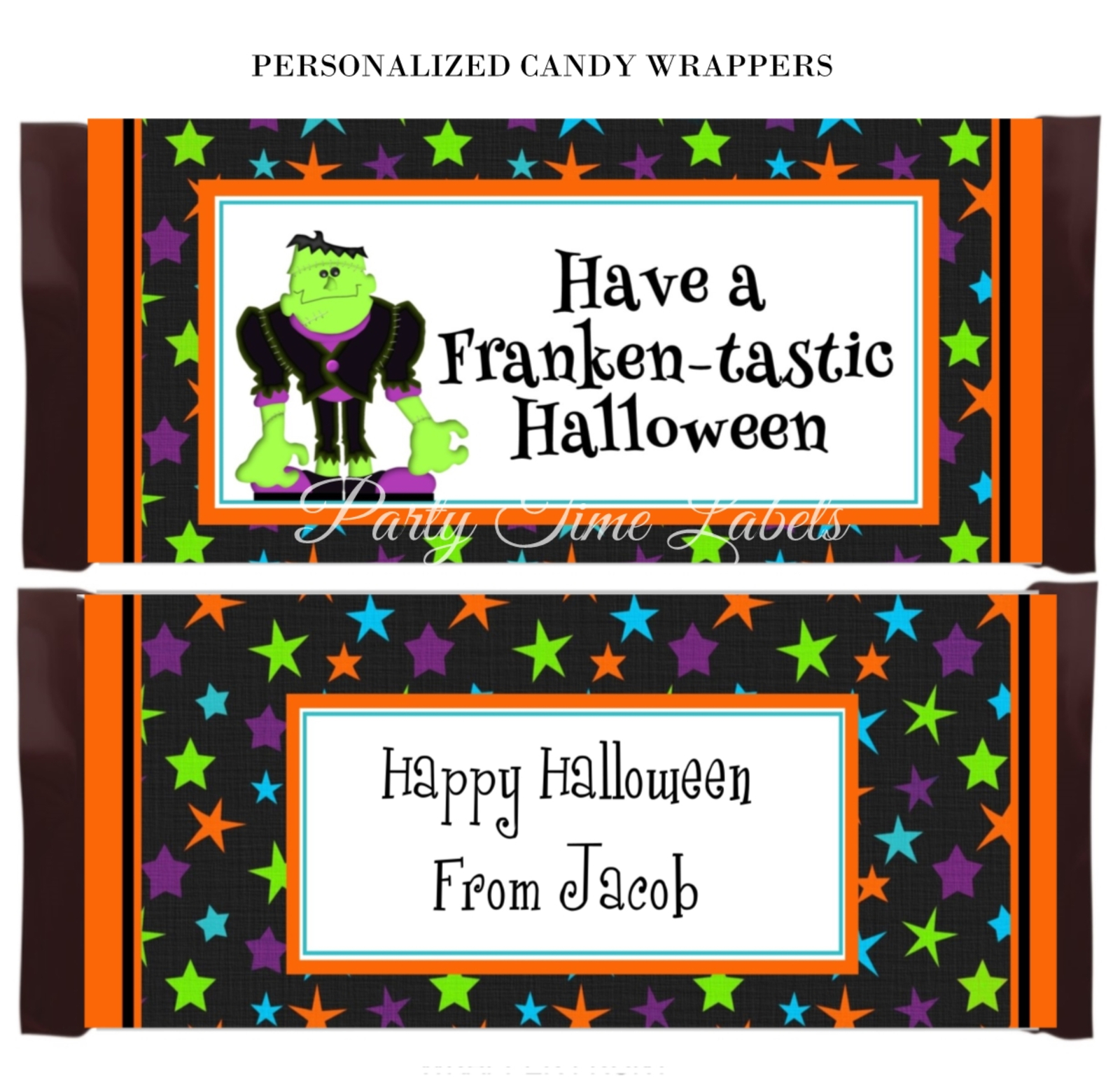 Halloween Friendly Frankenstein Candy Bar Wrappers Party Favor Labels ...