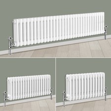 300mm Horizontal Designer White Traditional Radiator 3 Column Cast Iron Rads