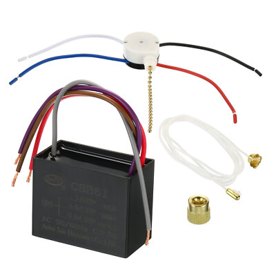 CBB61 Ceiling Fan Capacitor,4.5+6+5uF 250VAC 4 wires with 3 Speed Fan Switch