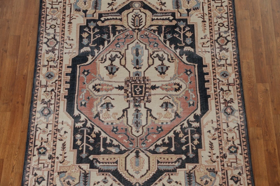 Antique Look Heriz Serapi Turkish 5'x7' Area Rug Hand-knotted Traditional Carpet - Image 3 of 4