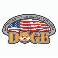 Doge Sticker, Department of Government Efficiency Water Bottle, Gold 6"x3.5"