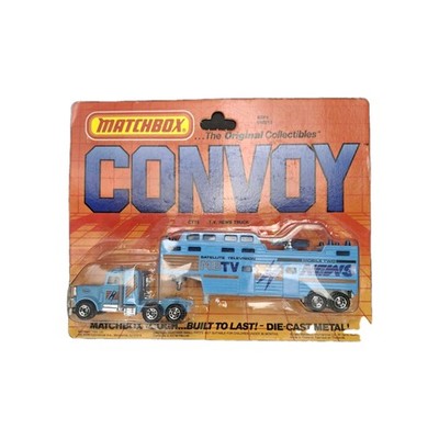 Matchbox 1990s  ''Convoy'' Series NEW Blue MBTV NEWS SEMI TRAILER Mobile Two CY15 