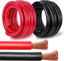 1/0 Gauge Battery Cable Copper Wire, 10FT 10FT, Black+red 
