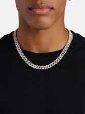 Cernucci 8mm 19inch Iced Cuban Chain Necklace - Silver - Cubic Zirconia