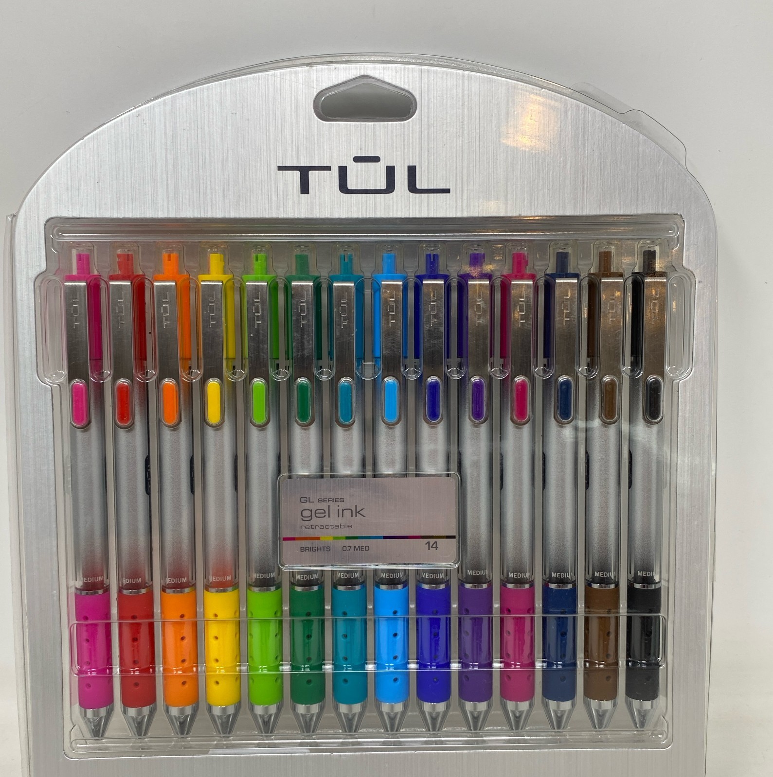 TUL GL Series Retractable Gel Pens, Medium 0.7mm, Silver Barrel, Assorted