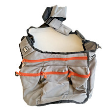 Diaper Dude Messenger Diaper Bag Gray Exterior Black Interior Orange Zippers