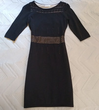 Calvin Klein Sweater Dress Crocheted Open Weave Details Black Dress NWOT M