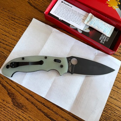 Spyderco Manix 2 XL  Sprint Run Jade G-10 M4 Blk DLC Steel - NIB   Rare!  