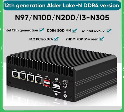 Newest 4*i226-V 2.5G Solid Firewall Router Intel i3-N305/N100Fanless MiniPC DDR4
