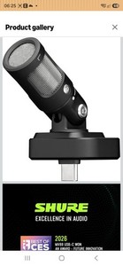Shure MV88 USB-C Digital Stereo Condenser Mic pour iPhone 15/16/17 Mac Android PC