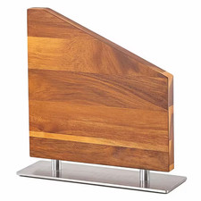 Magnetic Knife Block Acacia Wood Double Sided Strong Magnet Stainless Steel Base