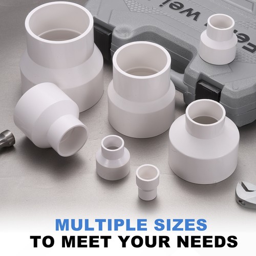 10Pcs PVC Reducing Coupling, 1-1/2" x 1" Schedule 40 Reducer Adapter, White - Picture 4 of 6