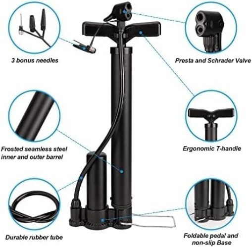 Bike Floor Pump with Gauge,Bike Pump High Pressure 160 Psi,Bicycle
