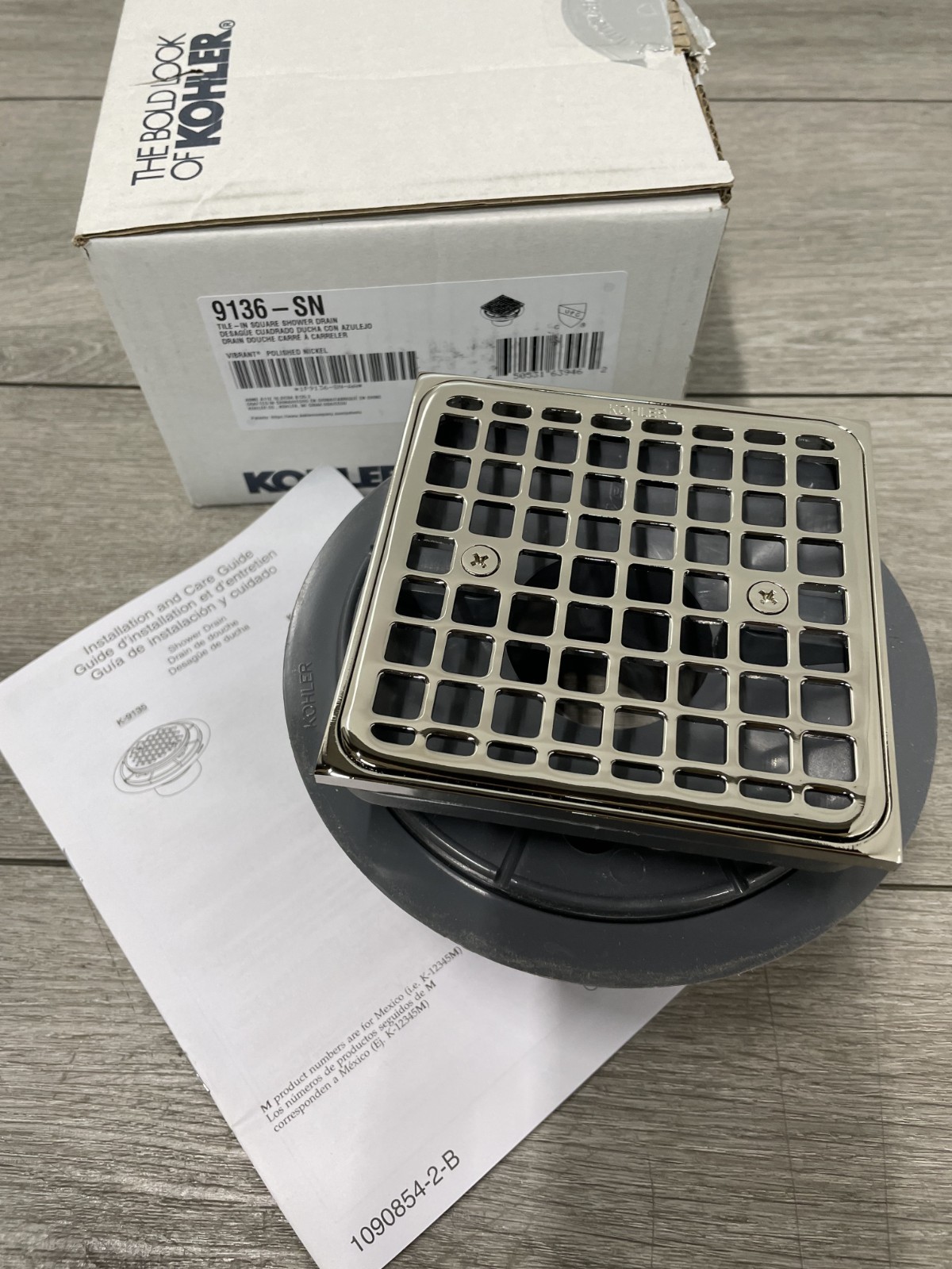 Kohler K-9136-SN  Square Design Tile-In Shower Drain - Vibra