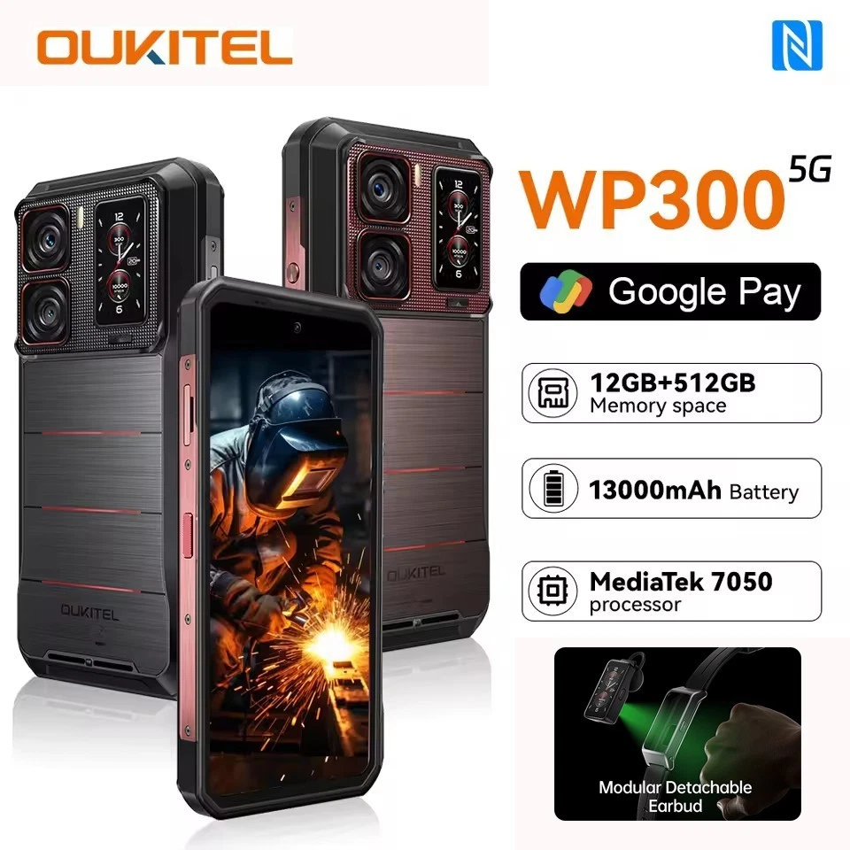 Smartphone OUKITEL WP300 Rugged 5G 6.8" 36GB+512GB NFC 16000mAh con SmartWatch