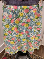 Vintage Mod Floral A-Line Skirt  Palm Beach Print Cotton Retro Floral Skirt