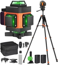 16 Lines Laser Level with 72-Inch Tripod & Bluetooth Remote, 4X360° Self-Levelin