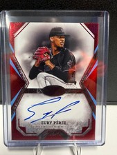2025 Topps Tier One Eury Perez Red Foil TOTA-EP On Card Autograph (AU) /25