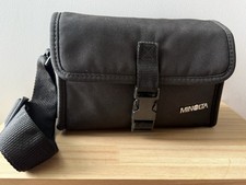 Vintage Minolta Padded Camera Bag Black Crossbody Shoulder Strap Case 9" x 4"