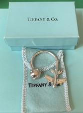 Tiffany  Co. Aviation Airplane    World Globe SS .925 KeyChain KeyRing 19 Grams
