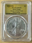2023-W 1oz Silver American Eagle PCGS MS70 First Strike Gold Foil Label
