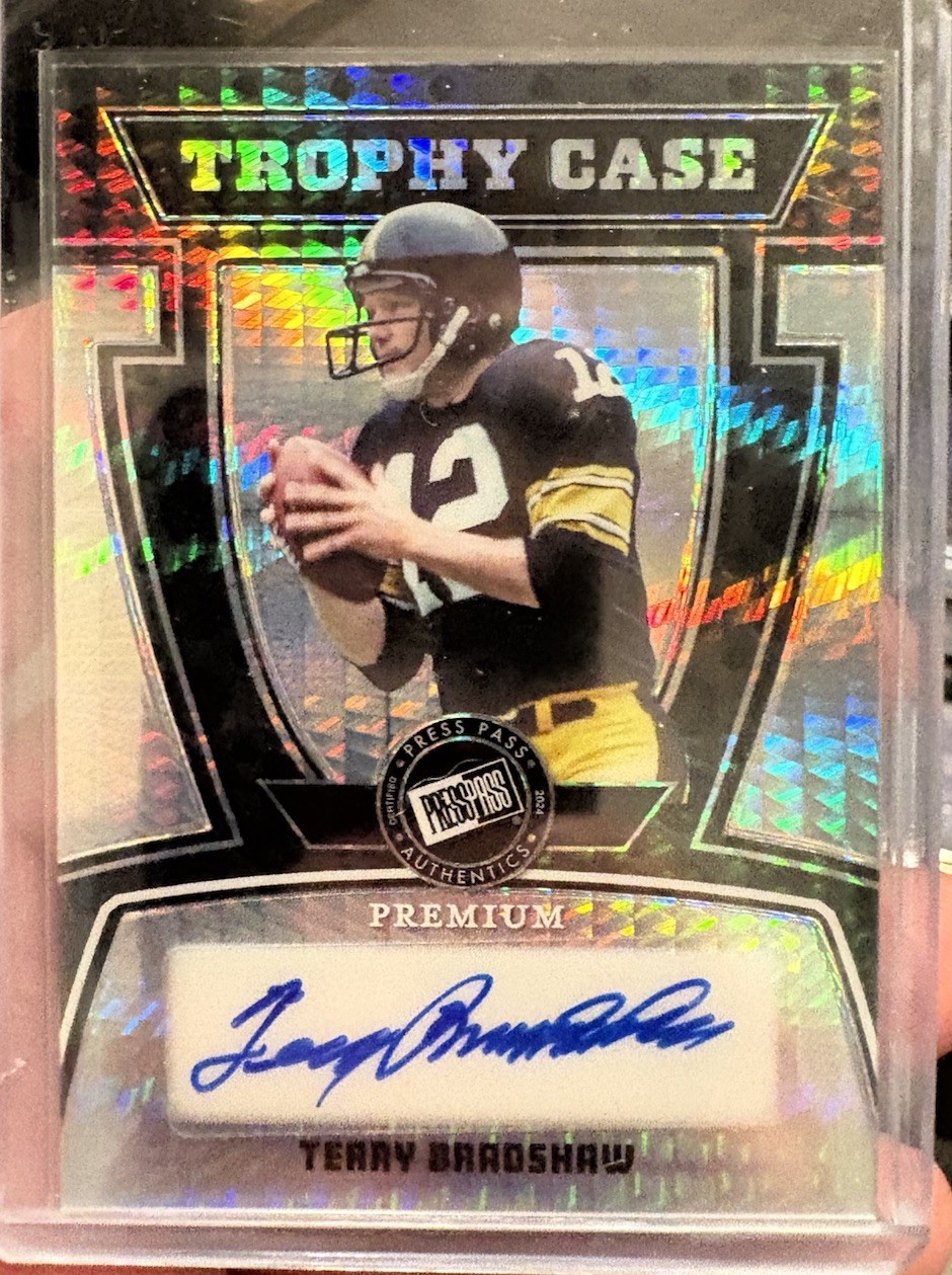 Terry Bradshaw Autographed Signed Pittsburgh Steelers 2024 PressPass Football Trophy Case 5/10 TC-TB1 
