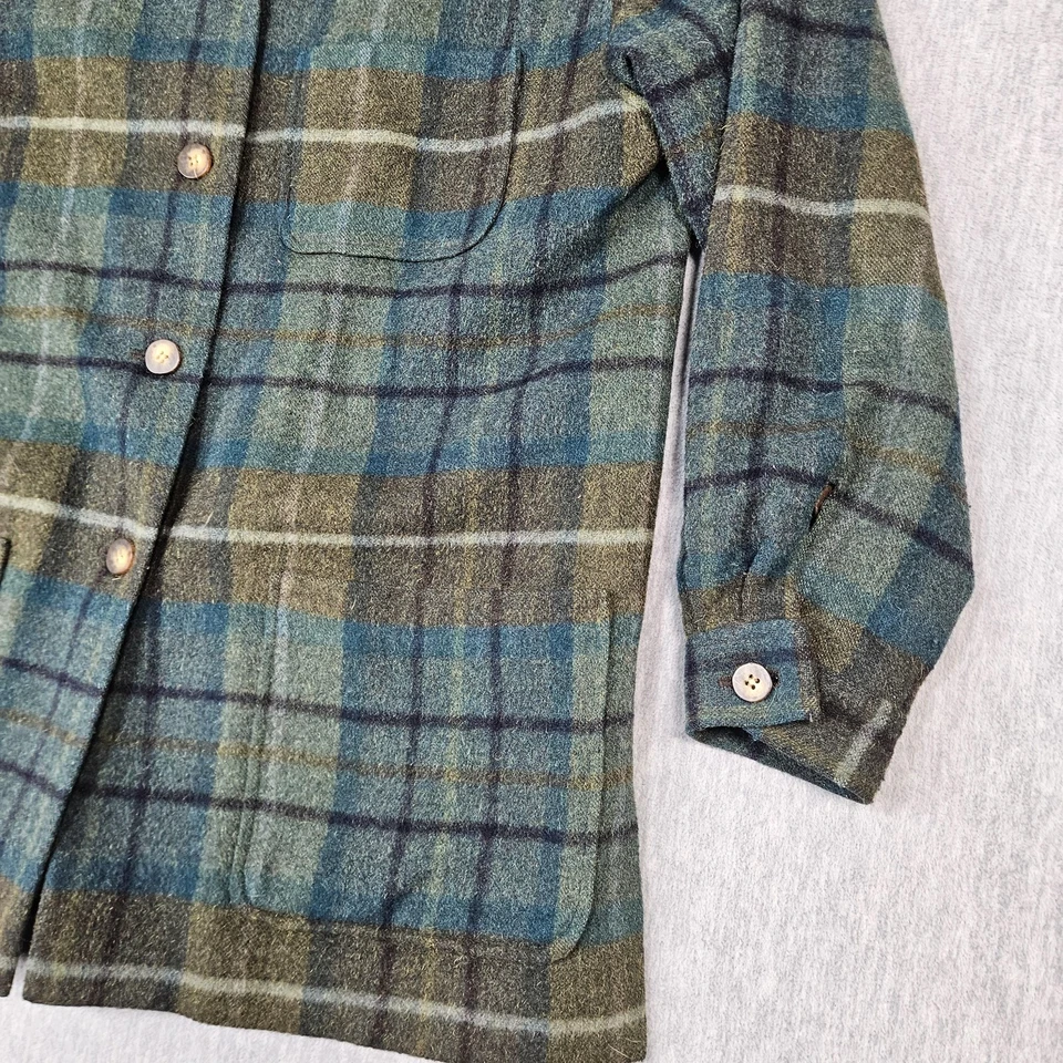 Jaqueta feminina J McLaughlin 12 xadrez lã mohair casaco colarinho camurça feita nos EUA - Imagem 4 de 4