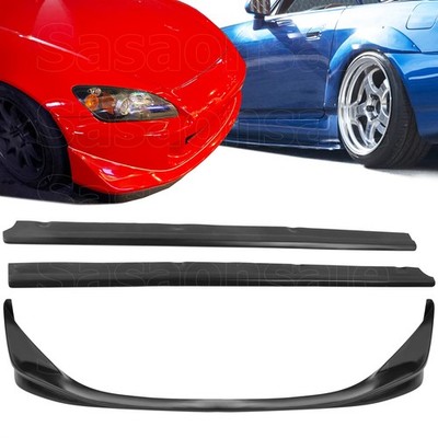 [SASA] 2x Combo for 04-09 Honda S2000 AP2 CR Front Bumper Lip + DF Side Skirts
