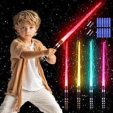Light up Sabers for Kids - 4 Pack 7 Colors Retractable Power Sword with FX Sound