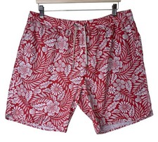 Fair Harbor The Anchor Swim Trunks Red Hawaiian Floral Shorts Men's Size XXL