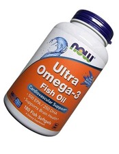 NOW FOODS Ultra Omega-3 Fish Oil Gelatin 180 Fish Softgels New
