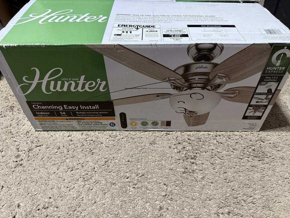 Hunter Channing 54"Ceiling Fan 53366 "049694533678" REPLACMENT "MOTOR" - Image 3 of 4