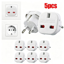 5X UK to EU Travel Plug Adapter 2?Pin Europe Converter Power Socket Universal