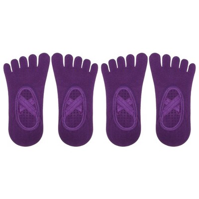 2 Paar Yoga Socken Fünf Ballett Socken Dunkelviolett