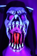Cosmic - Zagone Studios "UV White GLow Fang Face" UV Reactive Handmade Mask