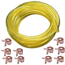 10 Feet Long Fuel Line Fuel Hose Fuel Tube 1/4" ID x 3/8" OD with Hose Clamps.