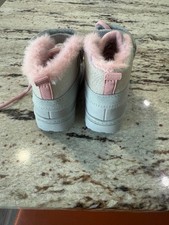 Carter s Toddler Girls Silver Winter Boots Size 5 Pink Faux Fur Lace Up