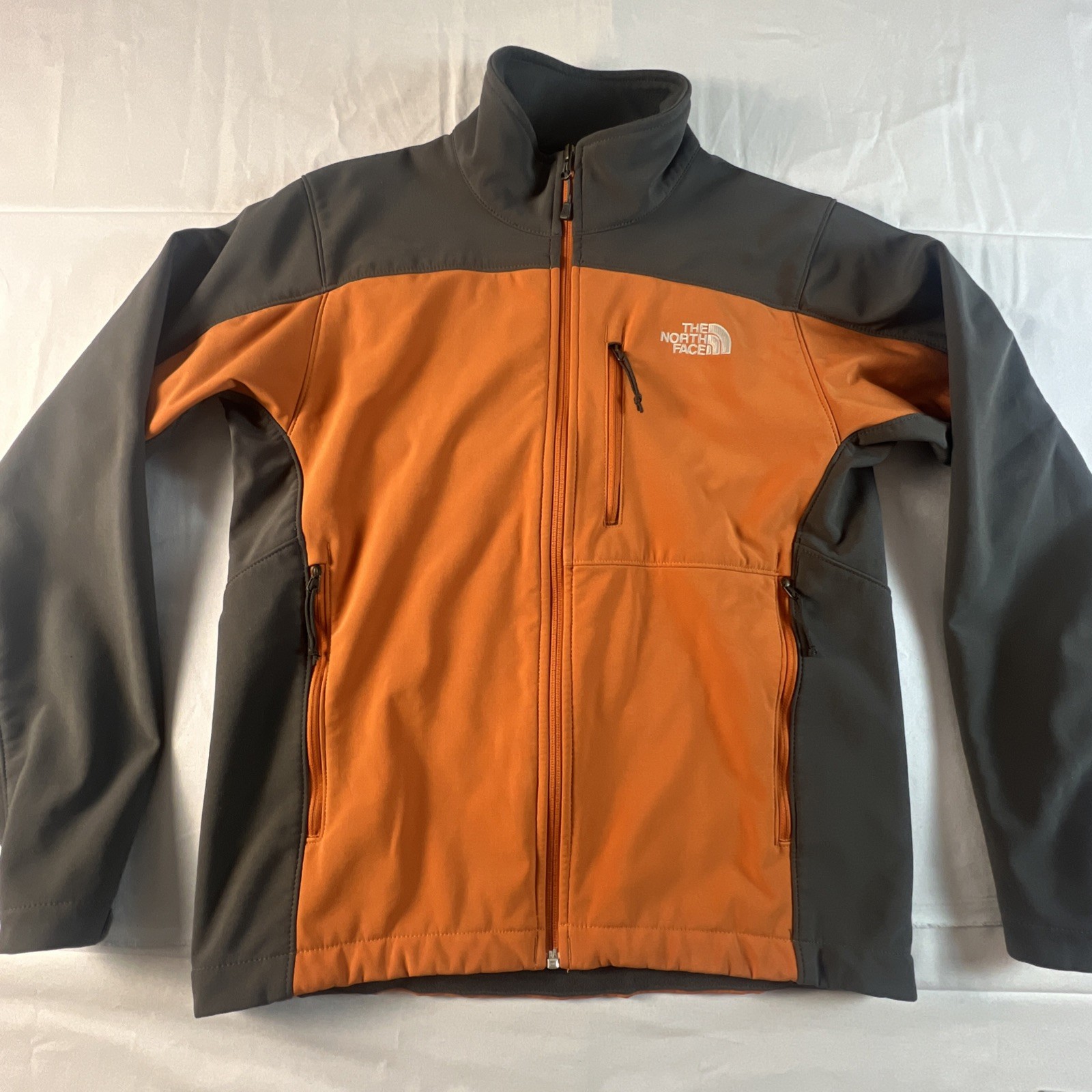 The North Face Men’s Soft Shell Jacket Full Zip Orange Gray Outdoor