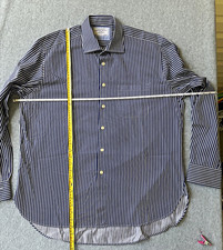 Charles Tyrwhitt Classic Fit Cotton Non-Iron Blue/White Stripe Dress Shirt 17/37