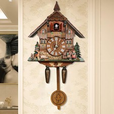 Vintage Cuckoo Clock Wall Clock Wooden Black Forest Cuckoo Chiming House Clock