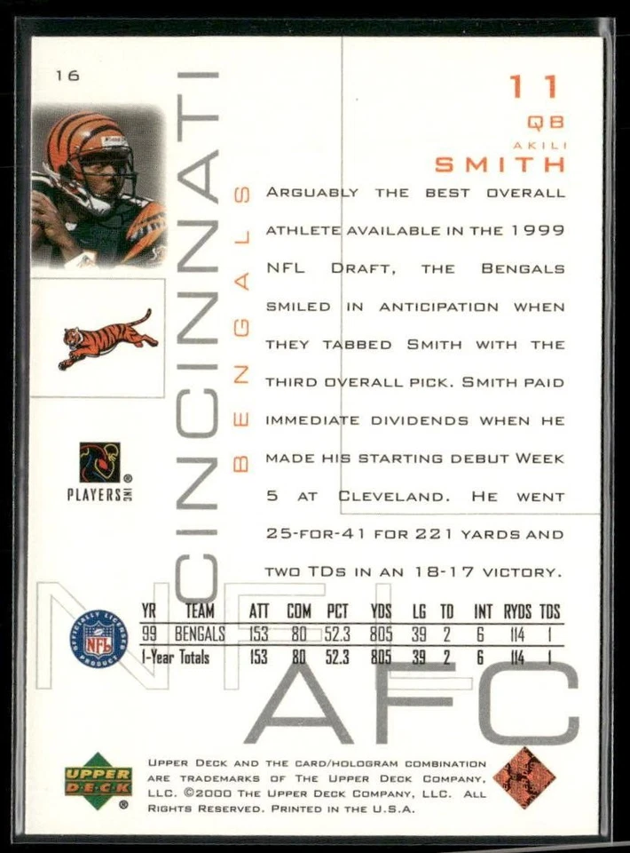 2000 Upper Deck Pros & Prospects #16 Akili Smith - Image 2 of 2