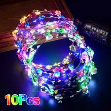10-50PCS LED Light Up Flower Floral Hairband Headband Crown Garland Wedding