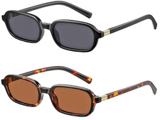 Retro Rectangle Sunglasses 90s Vintage Small Square Frame UV400 Unisex
