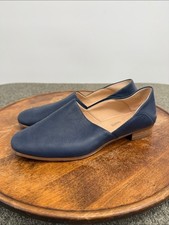 Clarks Shoes Wm 6 M Pure Tone Navy Leather Slip-On Loafer Flats Comfort Casual