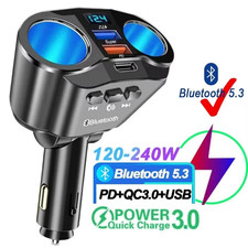 Outlet 12V Dual USB Car Cigarette Lighter Socket Splitter Power Adapter Charger
