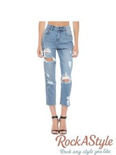 Cello High Rise, Distressed Cropped Straight JeansSz 1 3 5 7 9 11 13 Light Wash